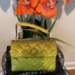 KURT GEIGER LONDON Medium Kensington Yellow Sequin Convertible Shoulder Bag